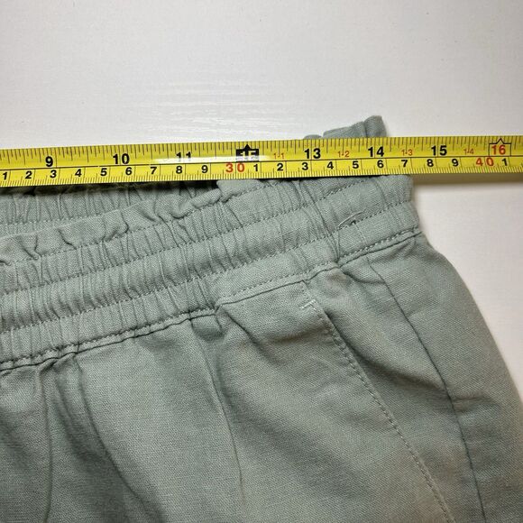 J.Crew Wide Leg Drawstring Linen Blend Pants Womens 6 Olive Green With Pockets - Picture 8 of 9